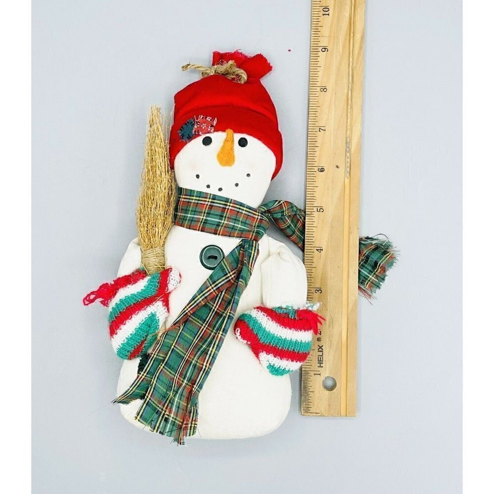 Primitive Snowman Christmas Shelf Sitter Ragdoll Rustic Plush Stuffed Beanbag - Picture 4 of 4